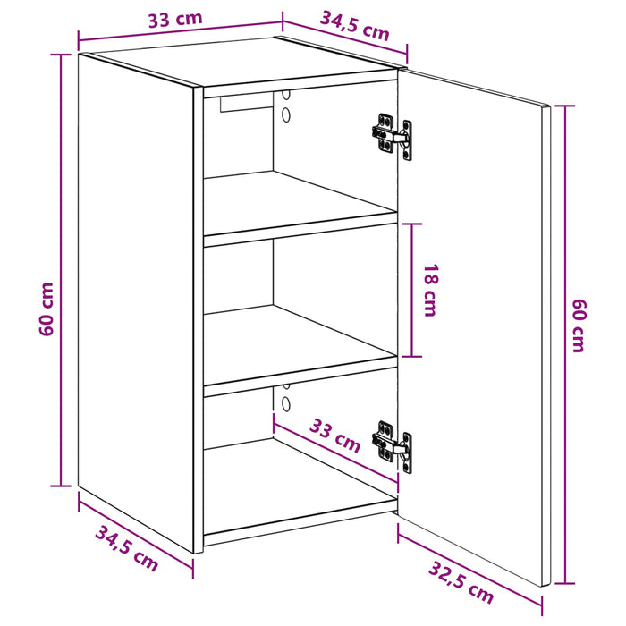 Dulap Bathroom Montat pe Perete Lemn vechi 33 x 34,5 x 60 cm - WALTI WALTI