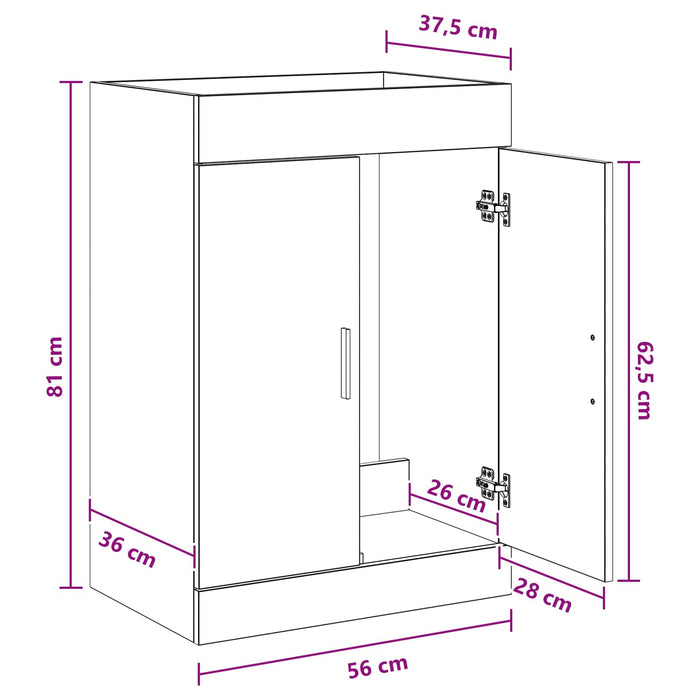 Dulap sub chiuvetă pentru baie Stejar Sonoma 56 x 37,5 x 81 cm - WALTI WALTI