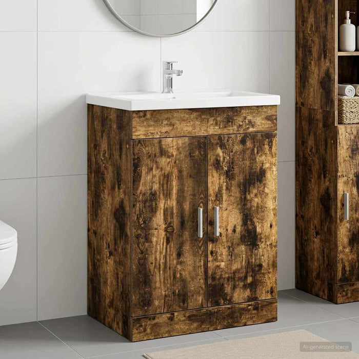 Dulap sub chiuvetă pentru baie Stejar fumuriu 56 x 37,5 x 81 cm - WALTI WALTI