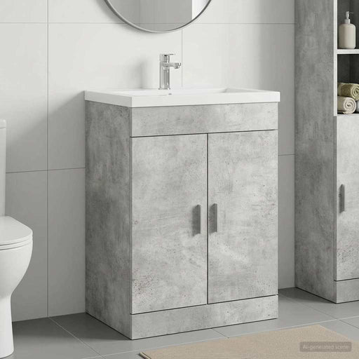 Dulap sub chiuvetă pentru baie Gri Beton 78,5 x 37,5 x 81 cm - WALTI WALTI
