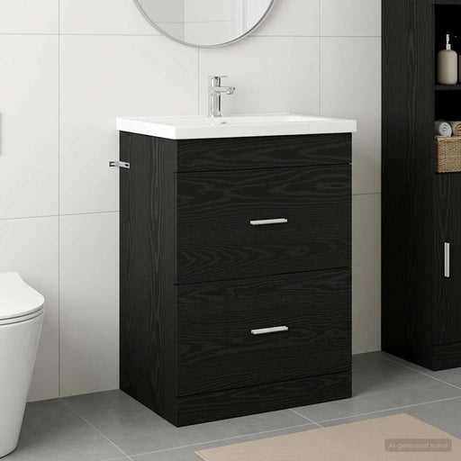 Dulap sub chiuvetă pentru baie Stejar Negru 56 x 37,5 x 81 cm - WALTI WALTI