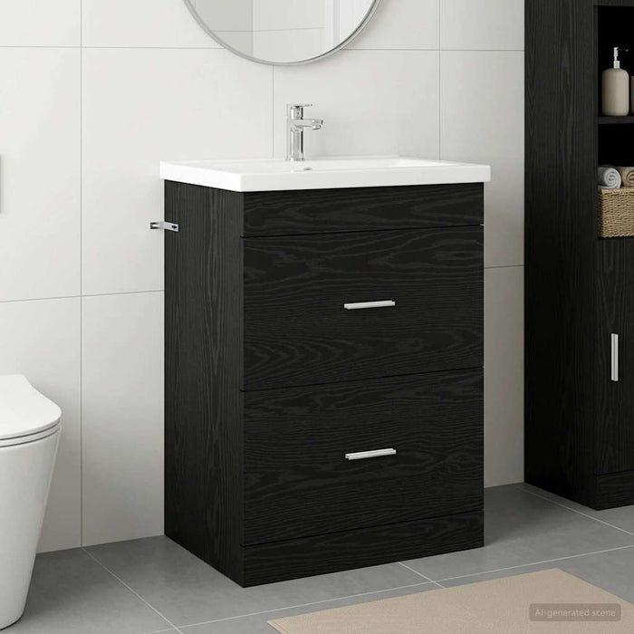Dulap sub chiuvetă pentru baie Stejar Negru 56 x 37,5 x 81 cm - WALTI WALTI