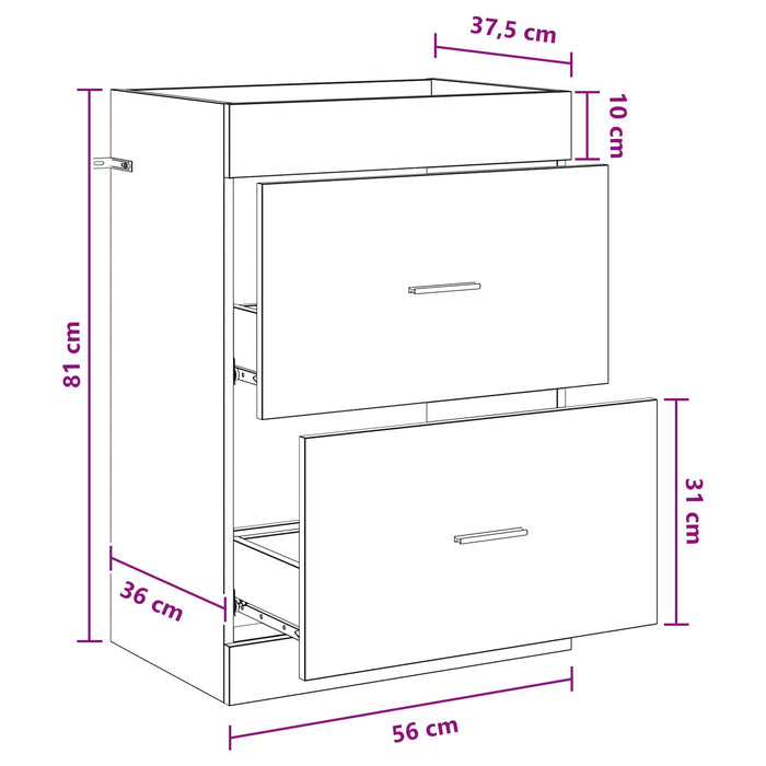 Dulap sub chiuvetă pentru baie Gri Beton 56 x 37,5 x 81 cm WALTI
