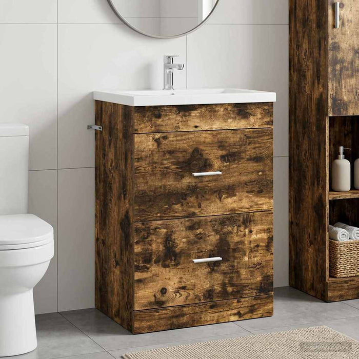 Dulap sub chiuvetă pentru baie Stejar fumuriu 56 x 37,5 x 81 cm - WALTI WALTI