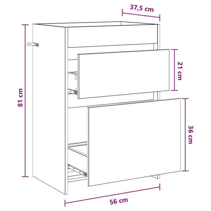 Dulap sub chiuvetă pentru baie Gri Beton 56 x 37,5 x 81 cm - WALTI WALTI