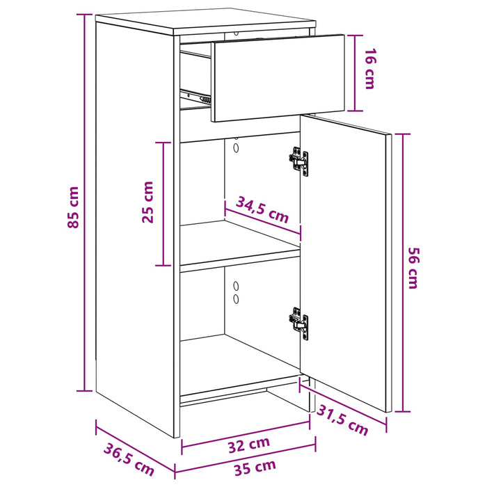 Dulap de Baie Gri Beton 35 x 36,5 x 85 cm Lemn prelucrat WALTI