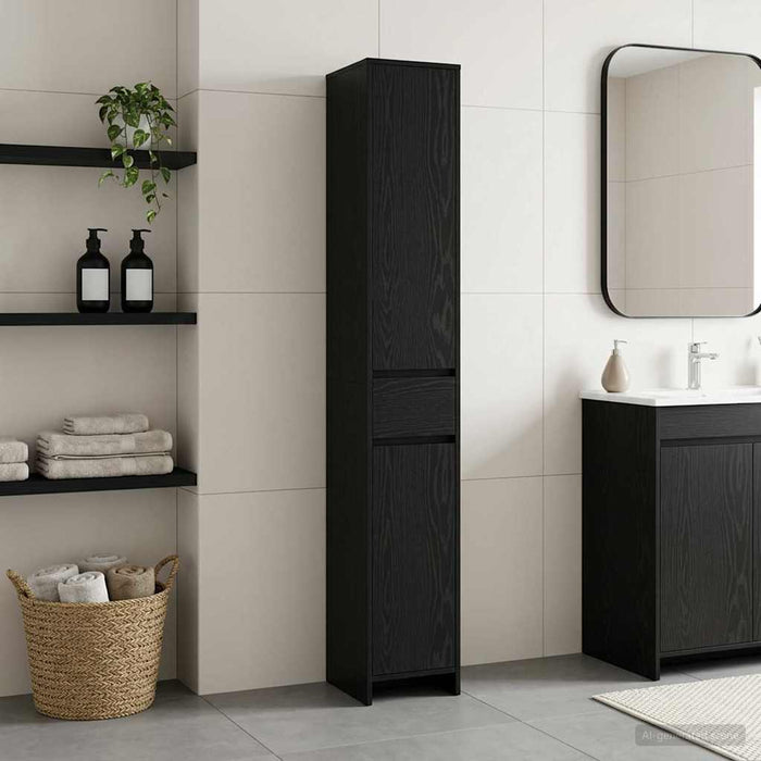 Dulap de Baie Stejar Negru 30 x 33 x 190 cm Lemn prelucrat - WALTI WALTI
