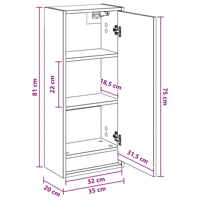 Chiuvetă de baie suspendată Stejar fumuriu 35 x 20 x 81 cm WALTI