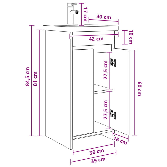Mobilă de baie cu chiuvetă Gri Beton 42 x 40 x 84,5 cm - WALTI WALTI