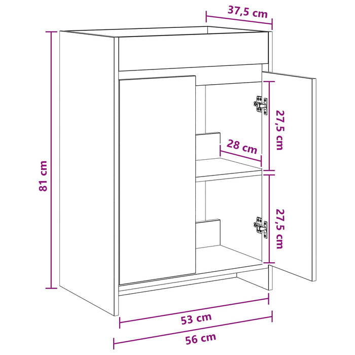 Dulap sub chiuvetă pentru baie Gri Beton 56 x 37,5 x 81 cm - WALTI WALTI