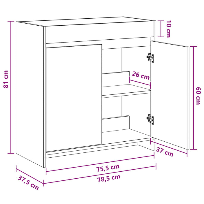 Dulap sub chiuvetă pentru baie Gri Beton 78,5 x 37,5 x 81 cm - WALTI WALTI