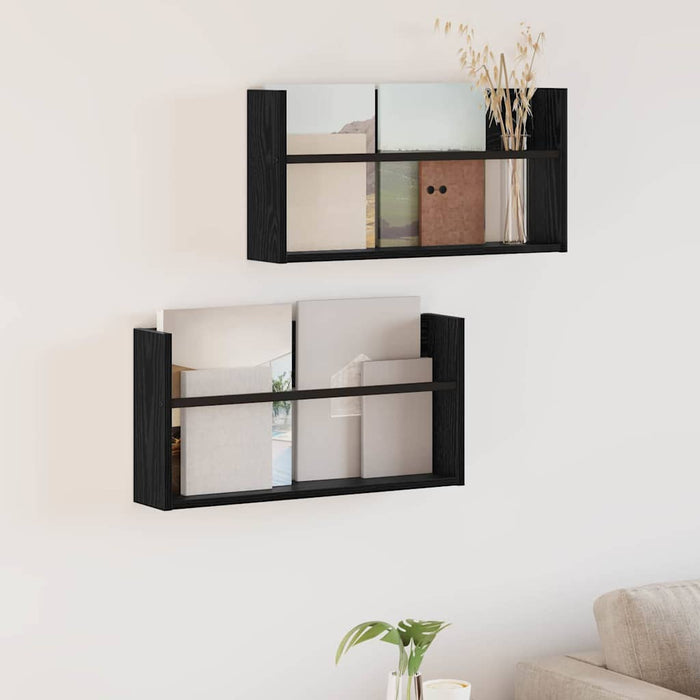 Raft pentru reviste cu raft 2 pcs Stejar Negru 60 x 12 x 30 cm - WALTI WALTI
