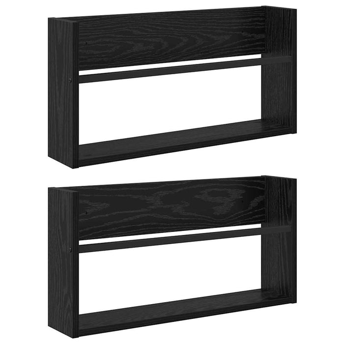 Raft pentru reviste cu raft 2 pcs Stejar Negru 60 x 12 x 30 cm - WALTI WALTI