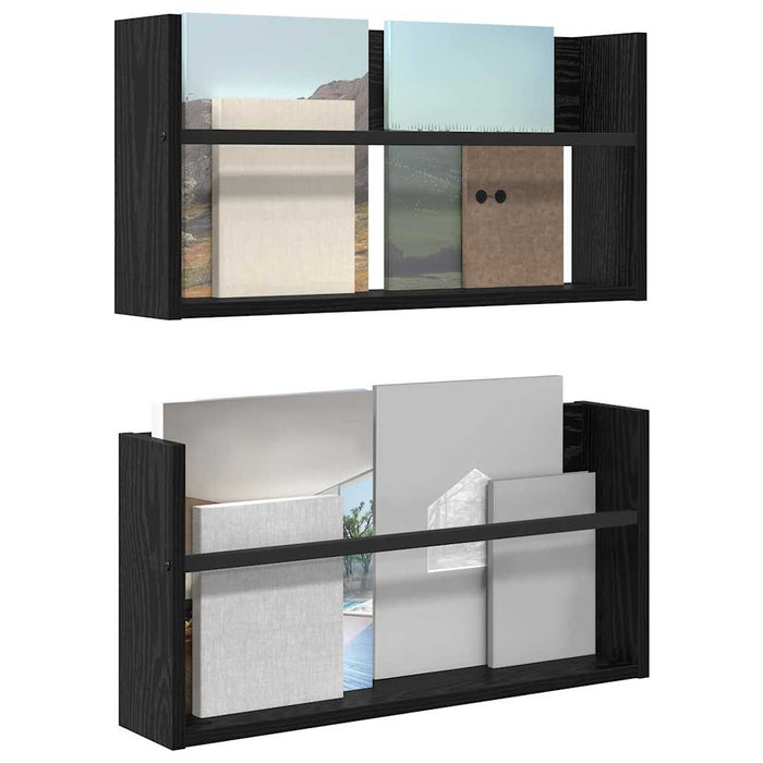 Raft pentru reviste cu raft 2 pcs Stejar Negru 60 x 12 x 30 cm - WALTI WALTI