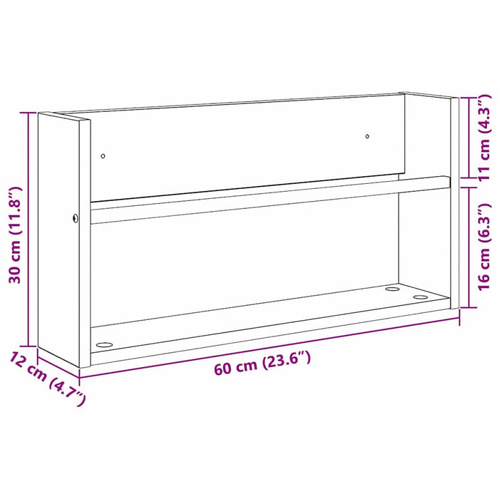 Raft pentru reviste Stejar Sonoma 60 x 12 x 30 cm Lemn compozit - WALTI WALTI