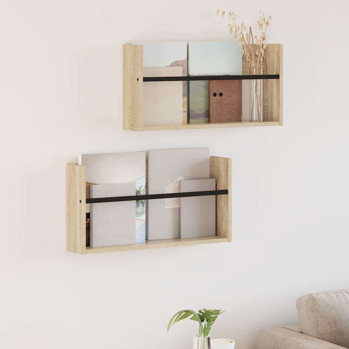 Raft pentru reviste cu raft 2 pcs Stejar Sonoma 60 x 12 x 30 cm - WALTI WALTI