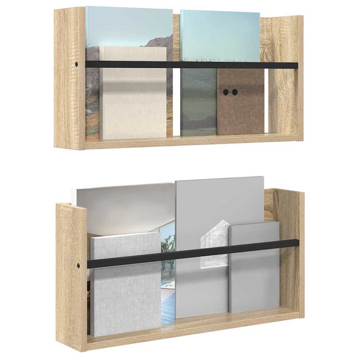Raft pentru reviste cu raft 2 pcs Stejar Sonoma 60 x 12 x 30 cm - WALTI WALTI