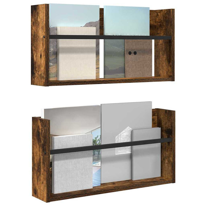 Raft pentru reviste 2 pcs Stejar fumuriu 60 x 12 x 30 cm - WALTI WALTI