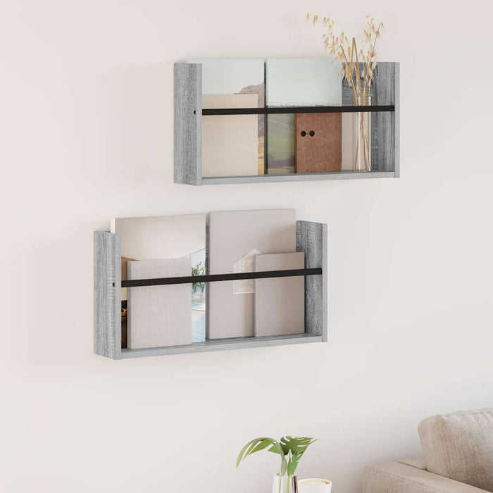 Raft pentru reviste cu raft 2 pcs Gri Sonoma 60 x 12 x 30 cm - WALTI WALTI