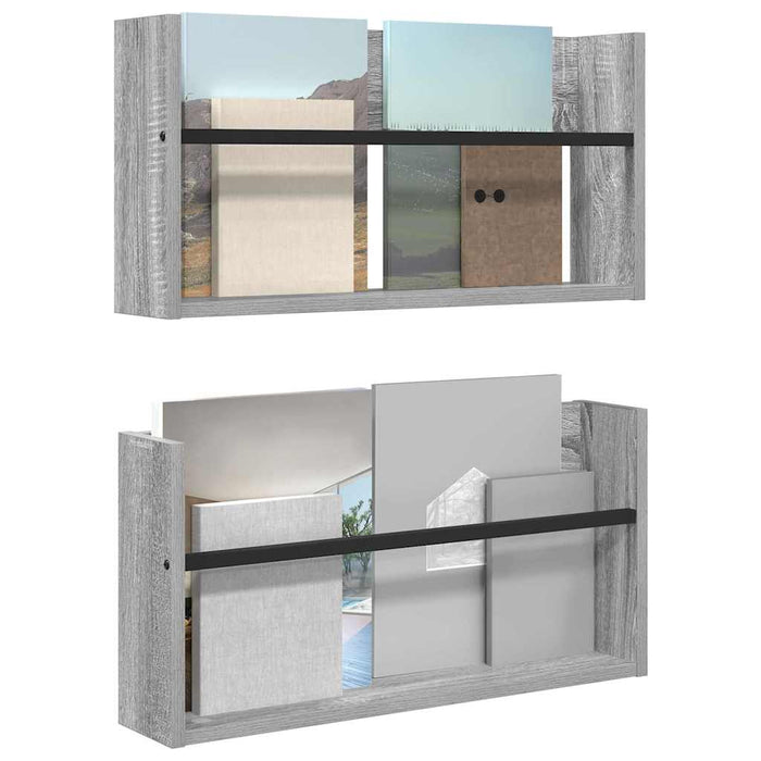 Raft pentru reviste cu raft 2 pcs Gri Sonoma 60 x 12 x 30 cm - WALTI WALTI