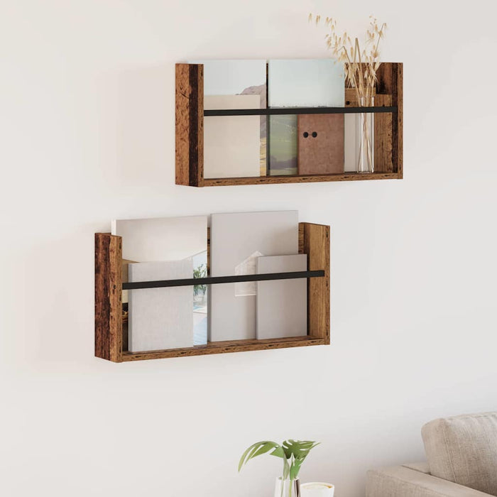 Raft pentru reviste cu raft 2 pcs Lemn vechi 60 x 12 x 30 cm - WALTI WALTI