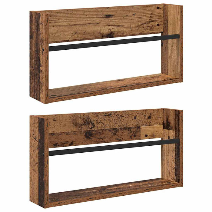 Raft pentru reviste cu raft 2 pcs Lemn vechi 60 x 12 x 30 cm - WALTI WALTI