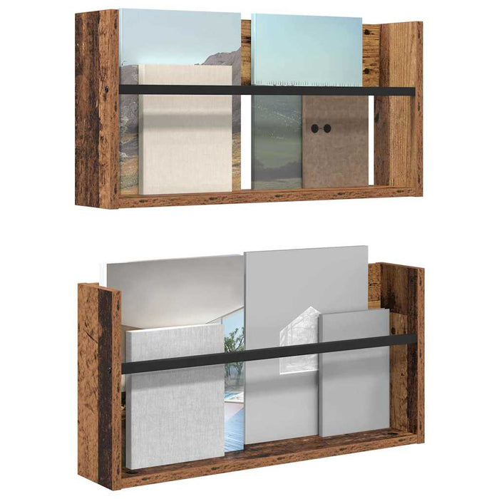 Raft pentru reviste cu raft 2 pcs Lemn vechi 60 x 12 x 30 cm - WALTI WALTI