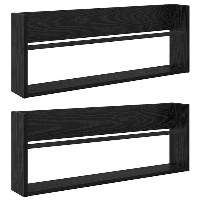 Raft pentru reviste cu raft 2 pcs Stejar Negru 80 x 12 x 30 cm - WALTI WALTI