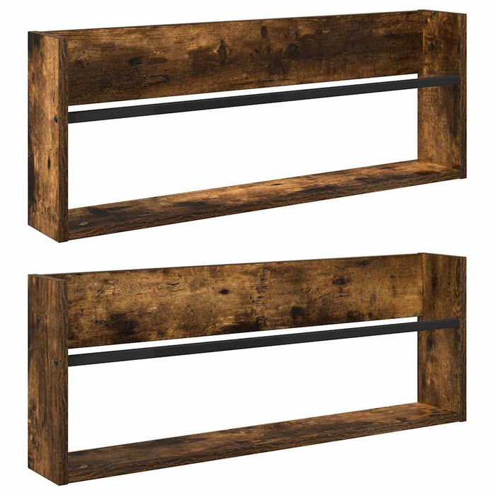 Raft pentru reviste 2 pcs Stejar fumuriu 80 x 12 x 30 cm - WALTI WALTI