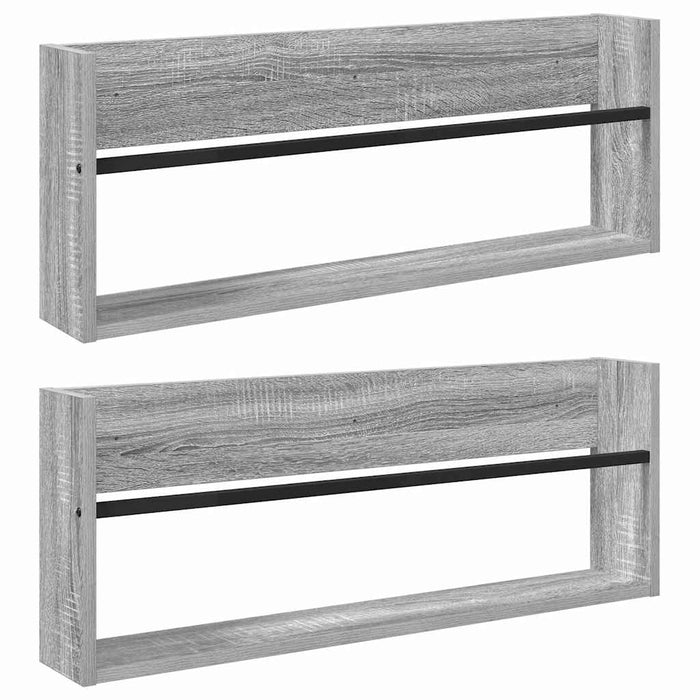 Raft pentru reviste cu raft 2 pcs Gri Sonoma 80 x 12 x 30 cm - WALTI WALTI