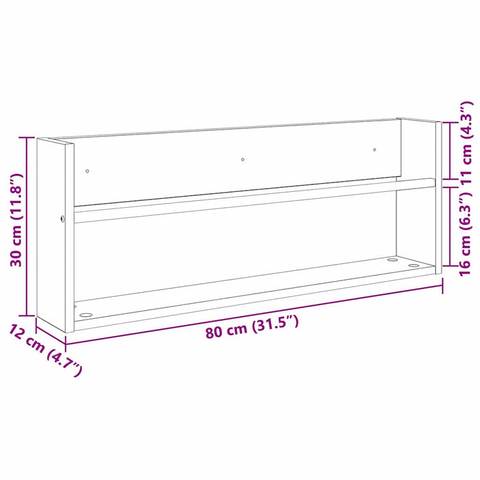Raft pentru reviste cu raft 2 pcs Gri Sonoma 80 x 12 x 30 cm - WALTI WALTI