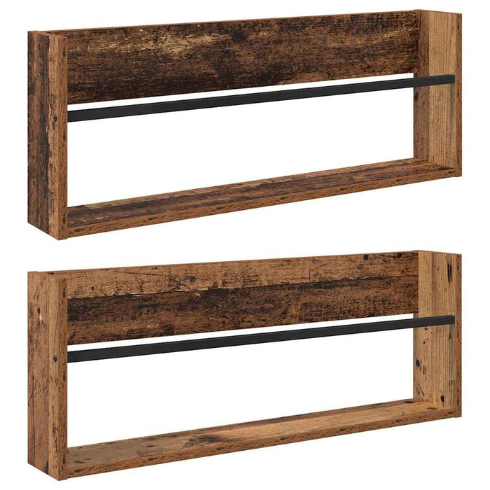 Raft pentru reviste cu raft 2 pcs Lemn vechi 80 x 12 x 30 cm - WALTI WALTI