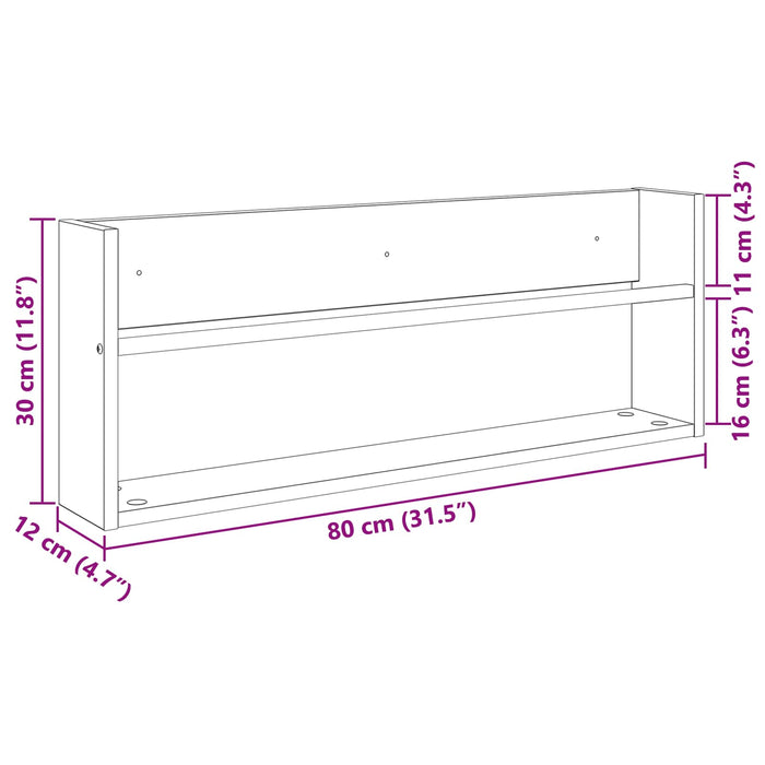 Raft pentru reviste cu raft Stejar Artizanal 80 x 12 x 30 cm - WALTI WALTI