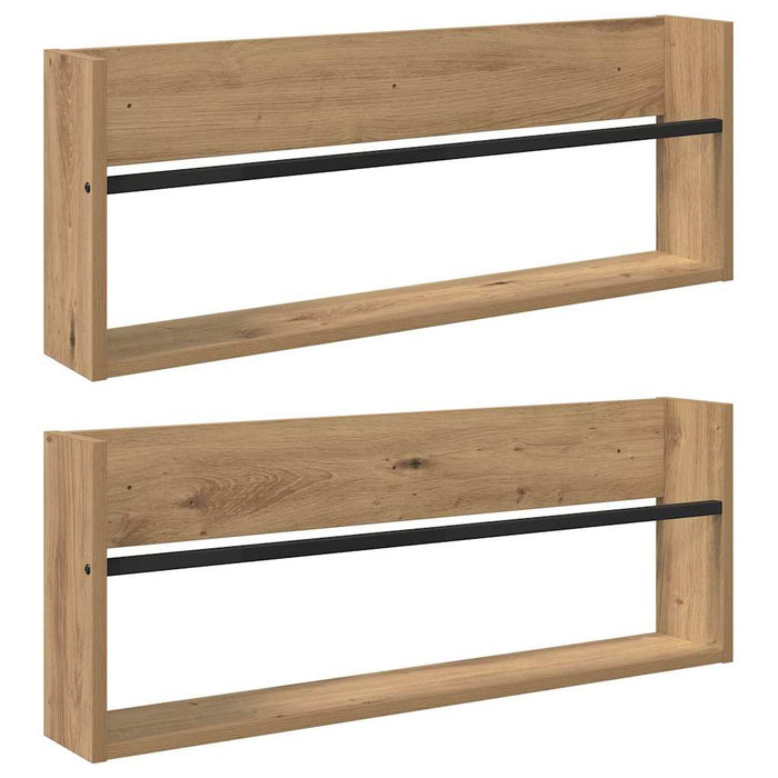 Raft pentru reviste 2 pcs Stejar Artizanal 80 x 12 x 30 cm - WALTI WALTI