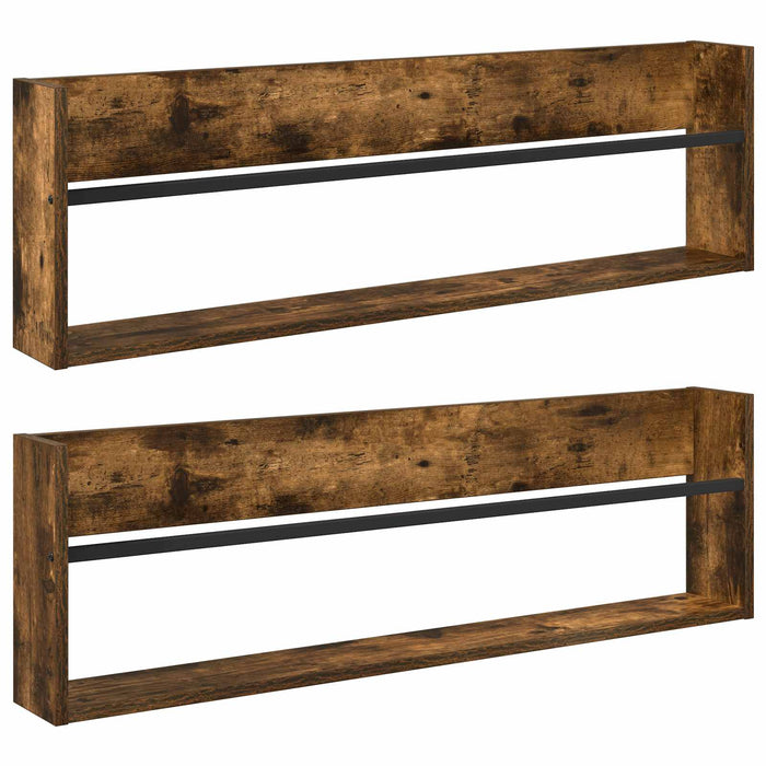 Raft pentru reviste 2 pcs Stejar fumuriu 100 x 12 x 30 cm - WALTI WALTI