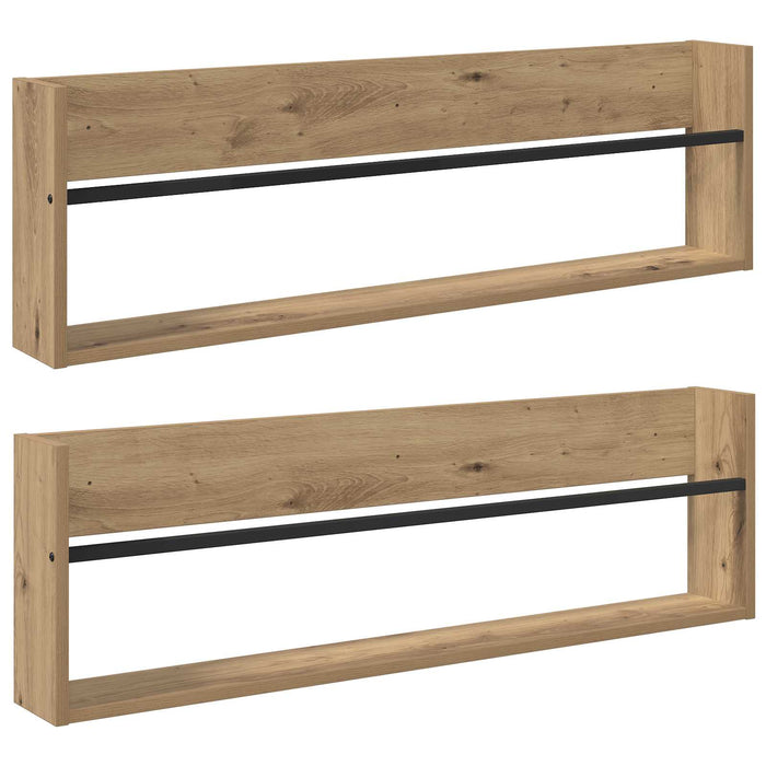 Raft pentru reviste 2 pcs Stejar Artizanal 100 x 12 x 30 cm - WALTI WALTI