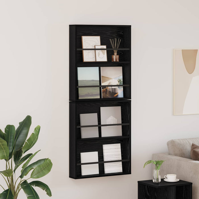 Raft pentru reviste cu raft 2 pcs Stejar Negru 60 x 12 x 70 cm - WALTI WALTI