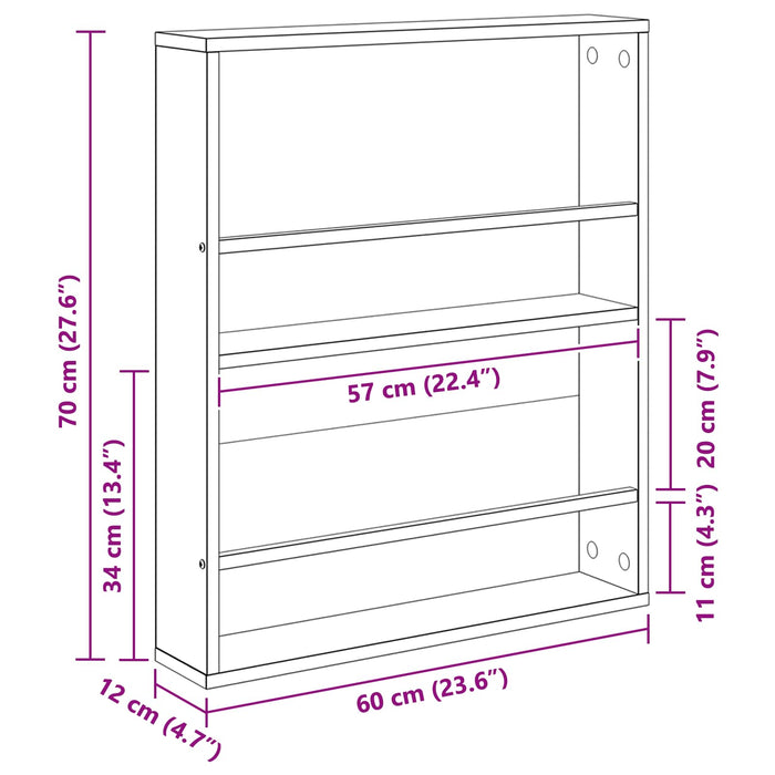 Raft pentru reviste Lemn vechi 60 x 12 x 70 cm Lemn compozit - WALTI WALTI