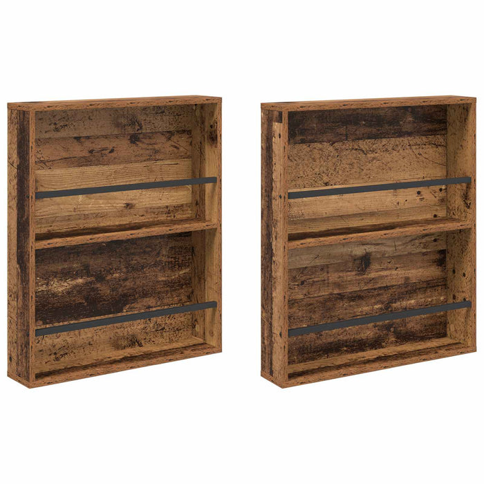Raft pentru reviste cu raft 2 pcs Lemn vechi 60 x 12 x 70 cm - WALTI WALTI