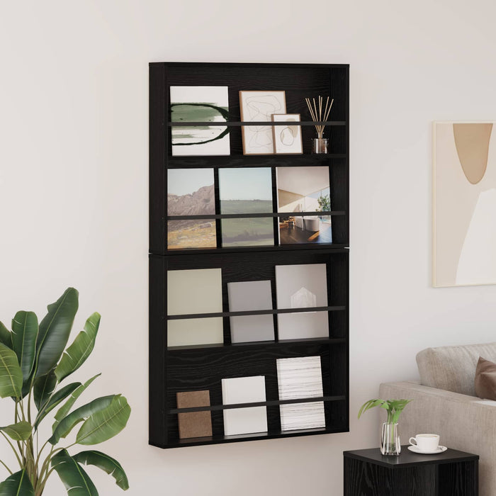 Raft pentru reviste cu raft 2 pcs Stejar Negru 80 x 12 x 70 cm - WALTI WALTI