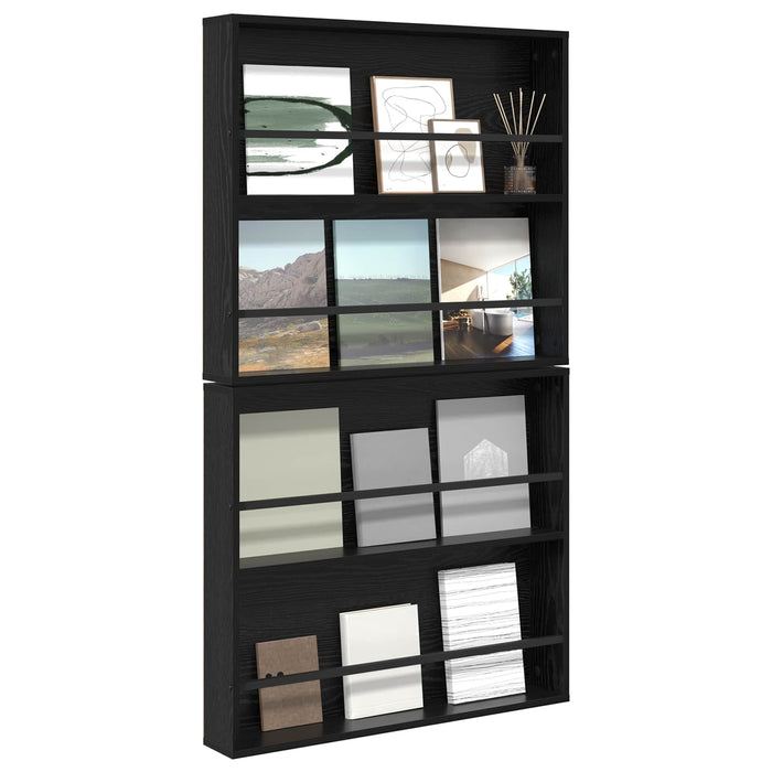 Raft pentru reviste cu raft 2 pcs Stejar Negru 80 x 12 x 70 cm - WALTI WALTI