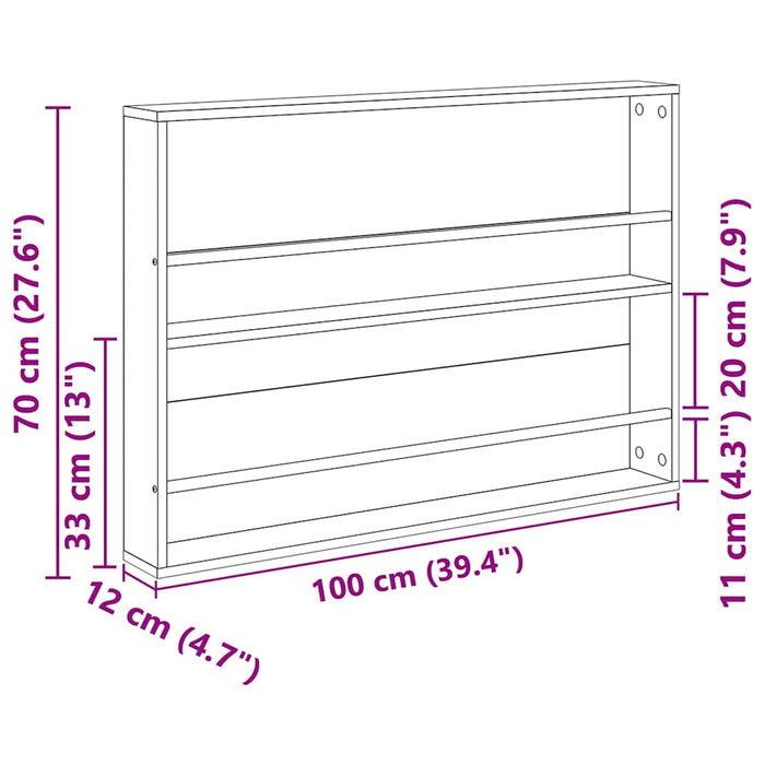 Raft pentru reviste cu raft 2 pcs Gri Sonoma 100 x 12 x 70 cm - WALTI WALTI