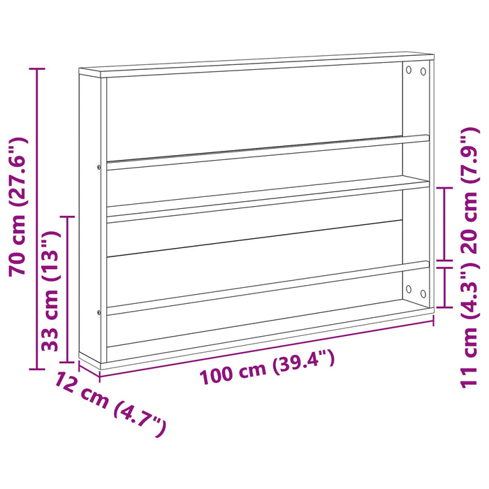 Raft pentru reviste Lemn vechi 100 x 12 x 70 cm Lemn compozit - WALTI WALTI