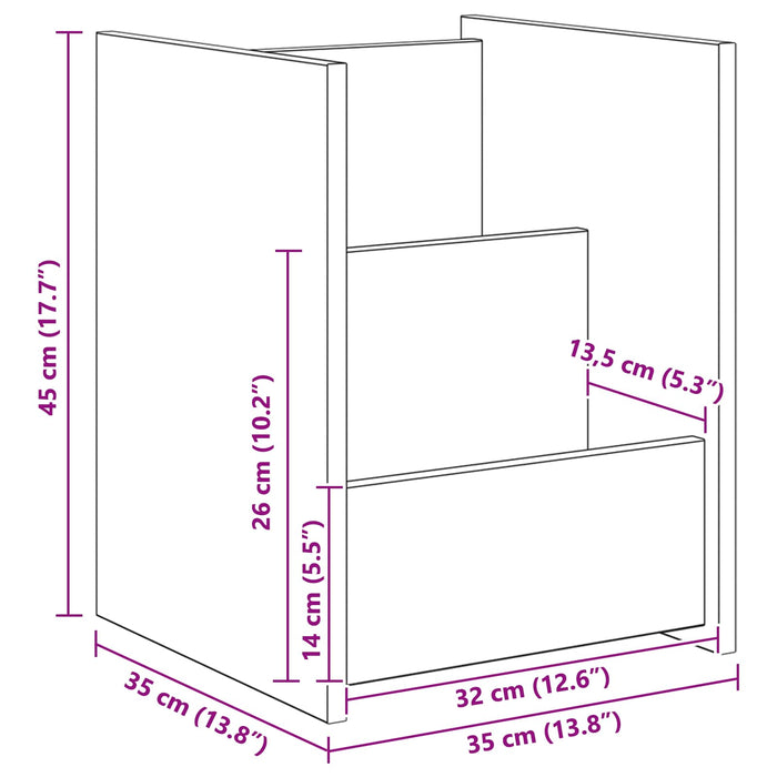 Raft pentru reviste cu raft Alb 35 x 35 x 45 cm Lemn compozit - WALTI WALTI