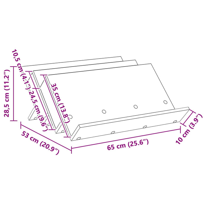 Raft pentru reviste cu raft Stejar Negru 65 x 53 x 28,5 cm - WALTI WALTI
