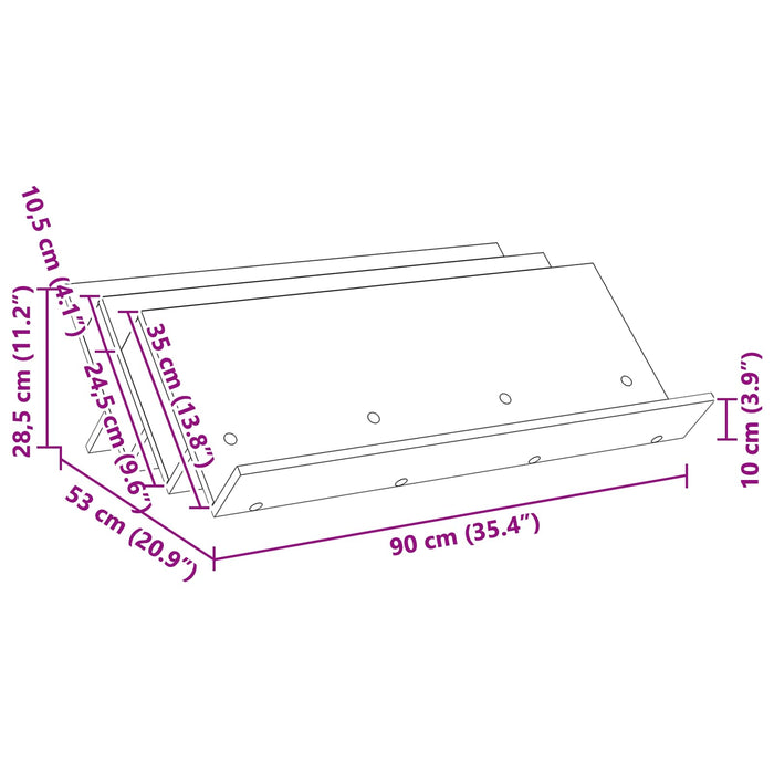 Raft pentru reviste cu raft Stejar Sonoma 90 x 53 x 28,5 cm - WALTI WALTI