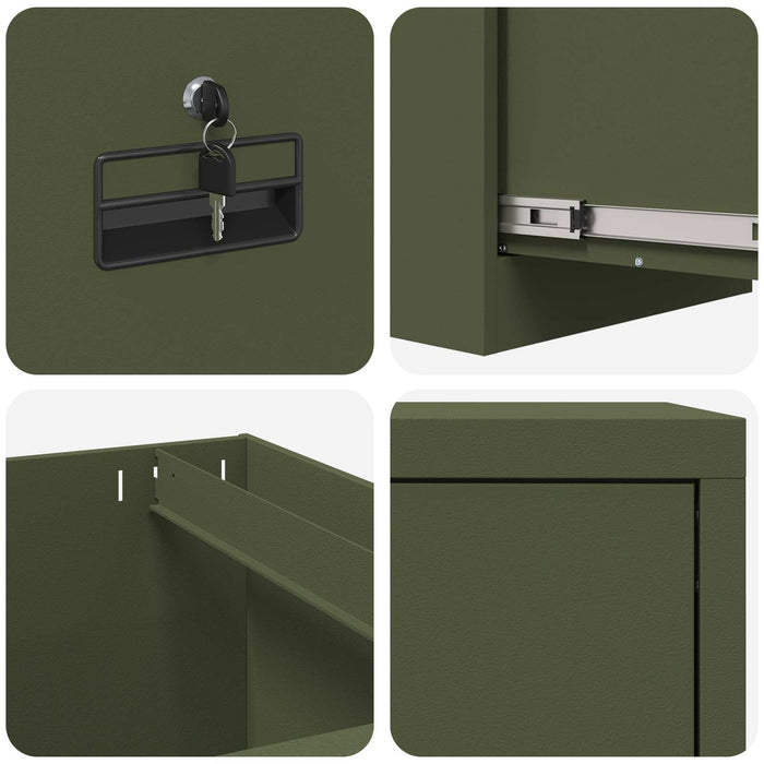Dulap pentru Fișiere 2 pcs Verde măsliniu 44 x 50 x 106.5 cm - WALTI WALTI
