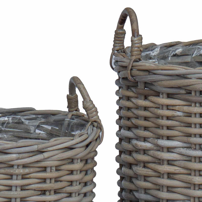 Ghiveci coș cu depozitare 2 pcs Gri Ratan Lacak - WALTI WALTI