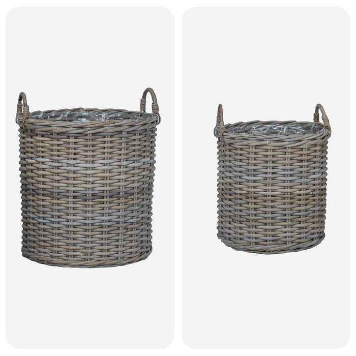 Ghiveci coș cu depozitare 2 pcs Gri Ratan Lacak - WALTI WALTI