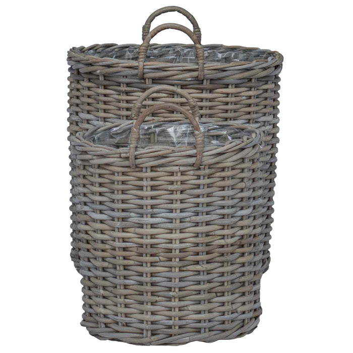 Ghiveci coș cu depozitare 2 pcs Gri Ratan Lacak - WALTI WALTI